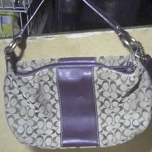 Coach Handbag Brown Canvas Signature Purse